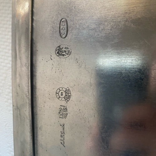 Tin tray used, art nouveau, with Achille Gamba marks