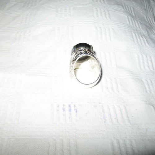 Men's ring with large hematite stone, stainless steel, new
