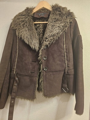 Suede jacket with fur Zara used, brown, size M