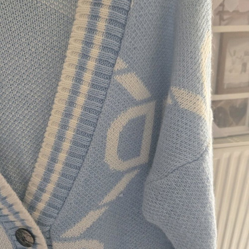 Cardigan with pattern like new, blue, one size