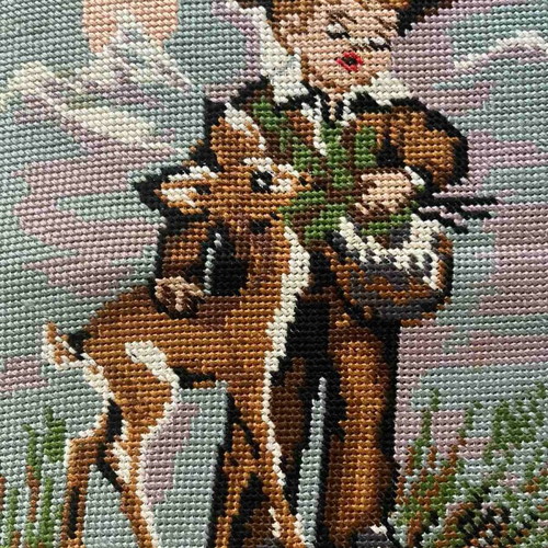 Handmade framed textile painting like new, 0.31x0.22 m