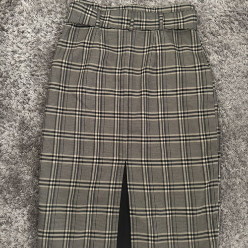 H&M checked pencil skirt like new, gray and beige