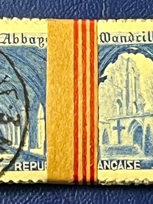 French stamps Abbaye de Wandrille 25F, like new, pack of about 40