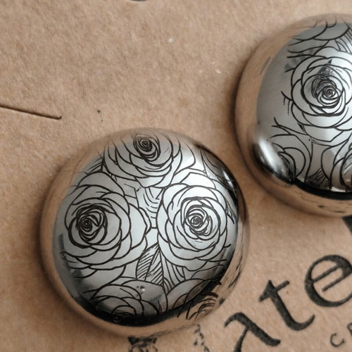 Rose Earrings Minimal Stainless Steel Floral Engraved