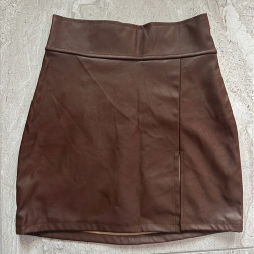 Decoro leather skirt brown, new, high waist, size L