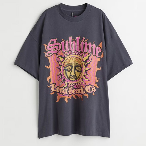 H&M T-shirt with print like new, oversized fit, size XS