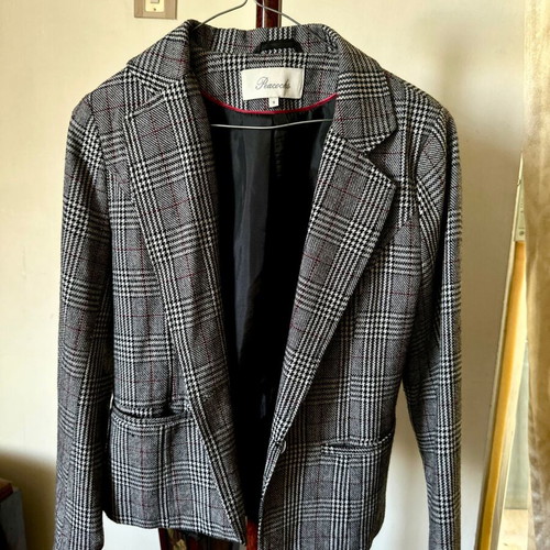 Peacocks women's checked grey jacket size small like new