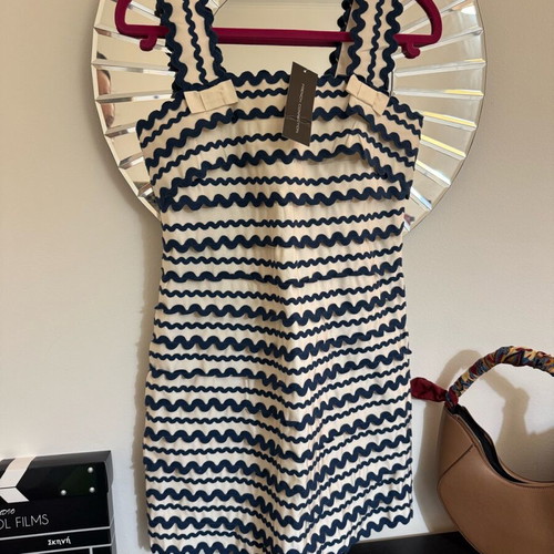 Mini dress French Connection new, cream and navy with bow details