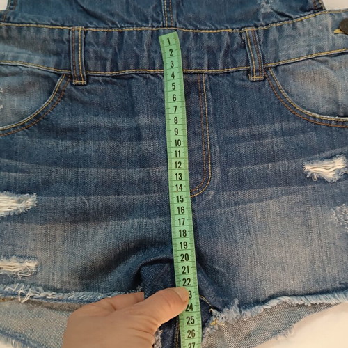 Bershka Denim Dungaree Shorts Blue Distressed, like new, size M