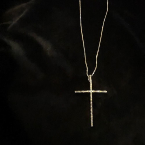 Cross pendant silver plated stainless steel new