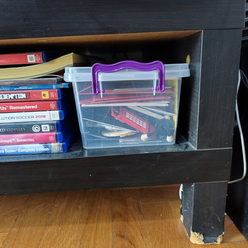 TV stand used, black with large storage space