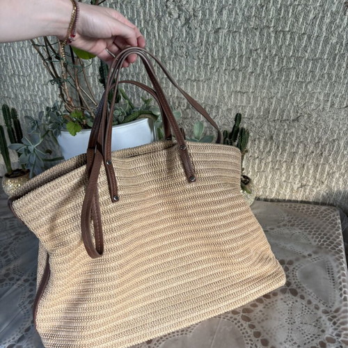 Stradivarius shoulder bag like new, beige and brown, large summer
