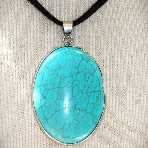 Turquoise Pendant 925 Sterling Silver Navajo Indian New
