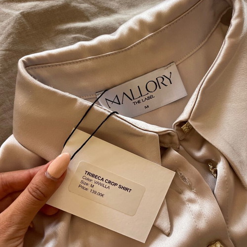 Mallory The Label Tribeca Crop Shirt new, beige, size M