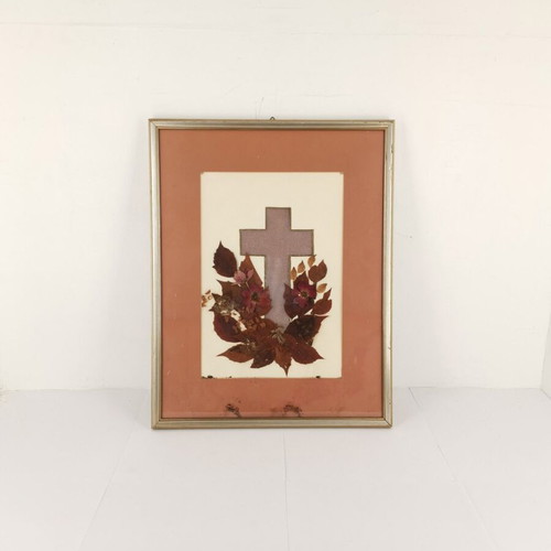 Frame with cross and flowers used