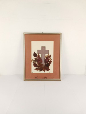 Frame with cross and flowers used