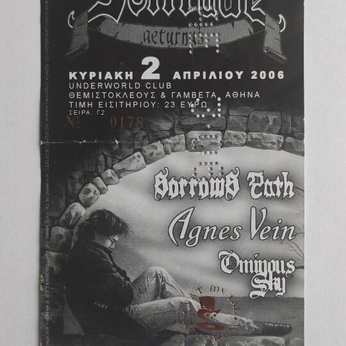Solitude Aeturnus ticket like new, Underworld Club 2-4-2006