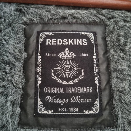 Redskins men grey shearling park jacket size L like new