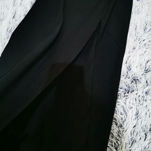Black long dress with mao collar like new, size M