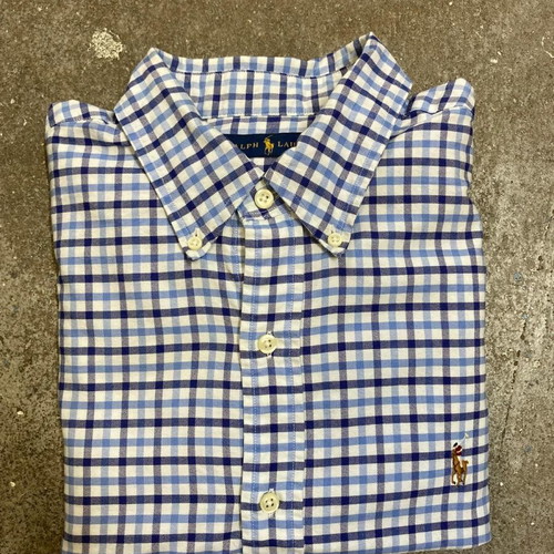 Ralph Lauren Oxford long sleeve shirt, blue white checked, size L