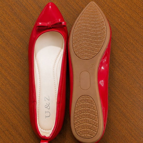 Ballerinas size 41 new, red patent leather with bow