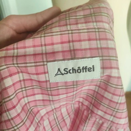Schöffel pink women's shirt with check pattern like new, S/M