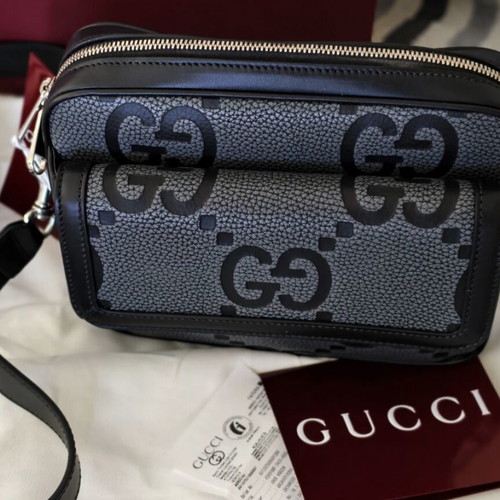 Gucci GG Jumbo μικρή τσάντα χιαστί καινούργια, μαύρο και γκρι