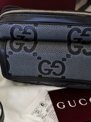 Gucci GG Jumbo μικρή τσάντα χιαστί καινούργια, μαύρο και γκρι