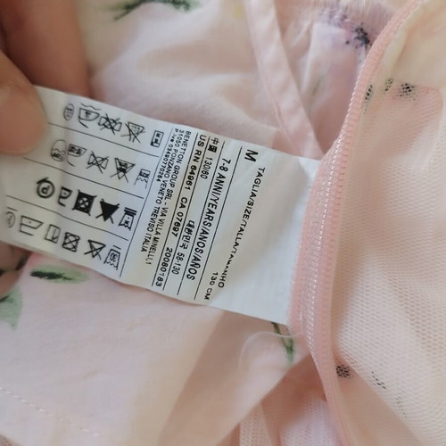 Benetton dress 130cm like new, pink, 100% cotton, side zipper