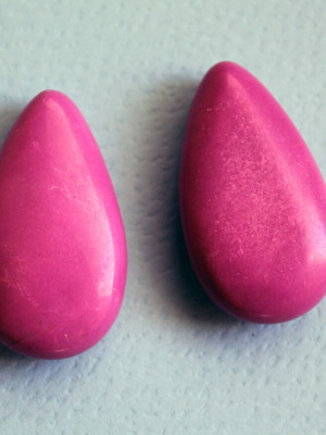 Cabochon Chalk Turquoise set of 2, fuchsia dyed for jewelry making
