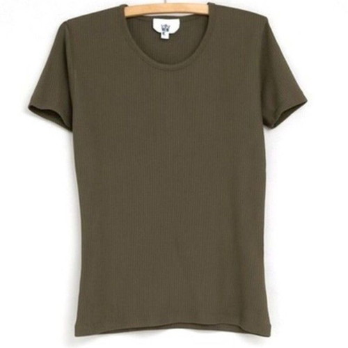 Khaki ribbed short sleeve t-shirt size L like new