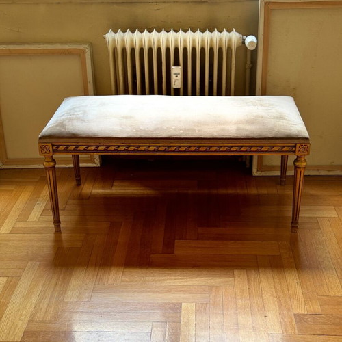 Vintage Louis XVI bench used with golden patina 100x45 cm