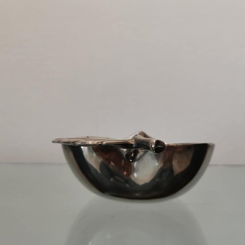 Apple-shaped cup used, silver-plated tin