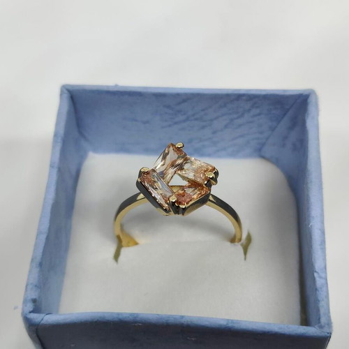 Gold ring with geometric champagne crystals like new