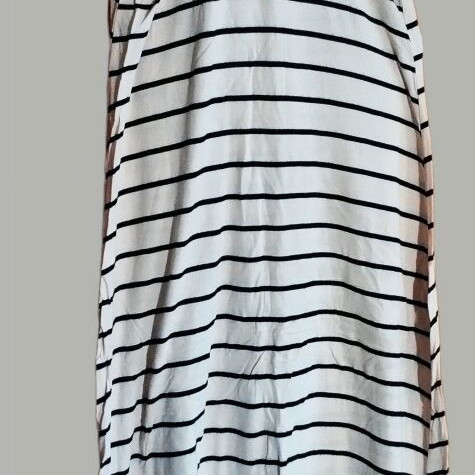 Striped dress in cotton fabric like new, size XL, ecru and black