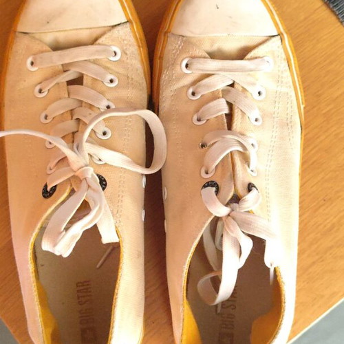Vintage women fashion shoes used No 40 white-yellow