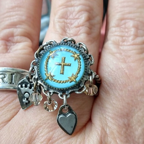 Konplott silver ring used with cross and talismans against evil eye