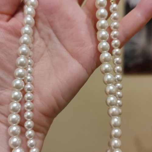 Two pearl necklaces with stainless steel magnetic clasp, new