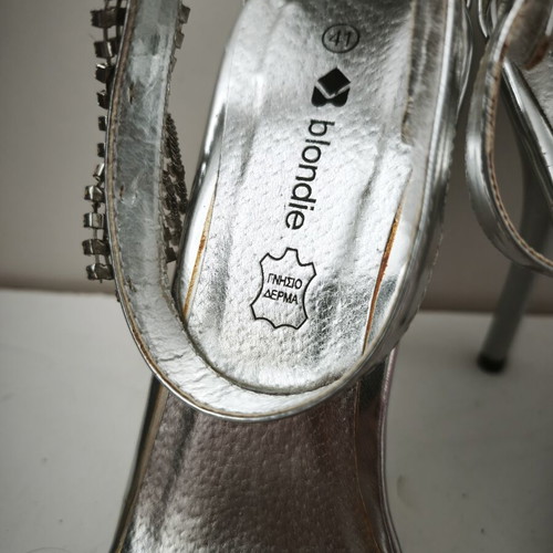 Silver sandals size 41 like new with strass and ankle strap