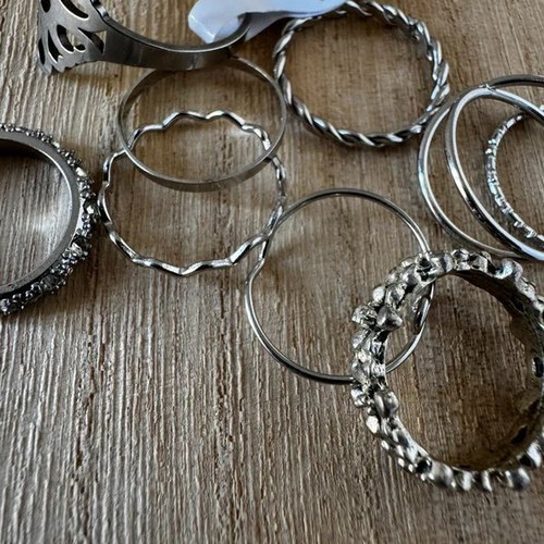 Bohemia layering ring set, silver-tone, 10 pieces