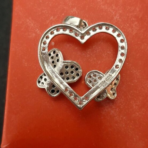 Silver 925 pendant with white and black zirconia new