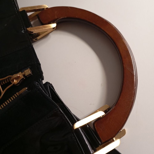 Jimmy Choo Maia leather shoulder bag used, black, 50x31 cm