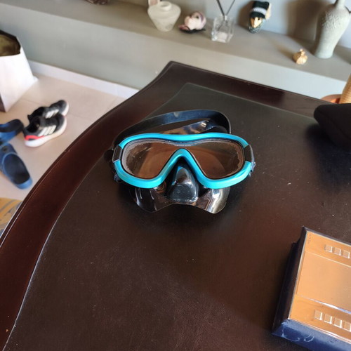 Wave snorkeling mask used, tempered glass lens