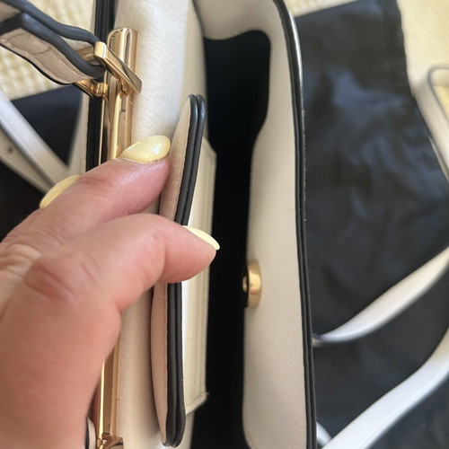 Dune London Shoulder Bag White Laser Cut Matte Leather Like New
