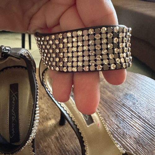 Chaniotakis leather sandals used, brown with rhinestones, size 36