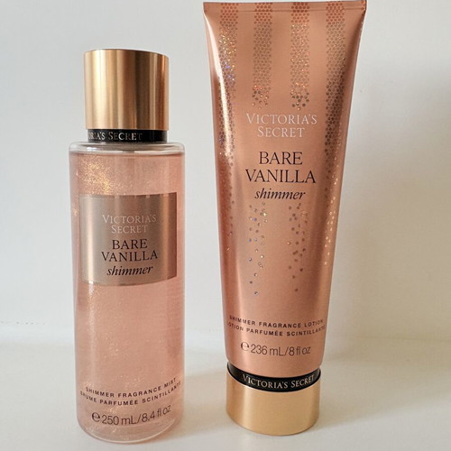 Victoria's Secret Bare Vanilla Shimmer fragrance mist and lotion gift set new