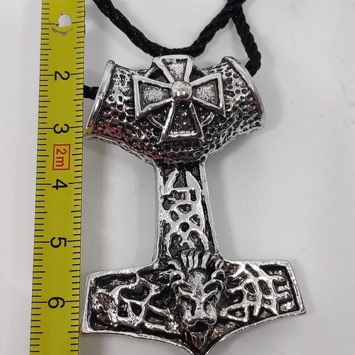 Mjolnir Thor's Hammer Pendant with Scandinavian Motifs and Lion, like new