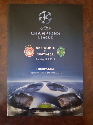 Επίσημο πρόγραμμα Champions League 2016-17 Ολυμπιακός-Σπόρτινγκ σαν καινούργιο