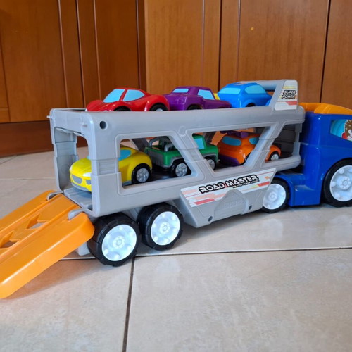 Toy truck with cars, used, complete set