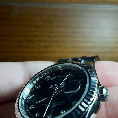 Holuns Datejust 36 mm Quartz watch like new, men's, black-silver